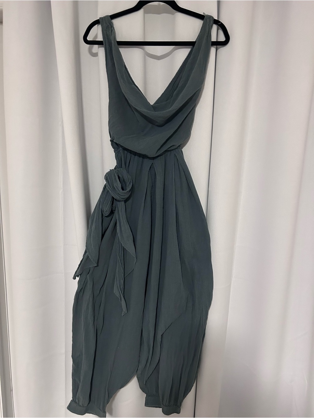 Free People Sleeveless Cowl-Neck Sage Green jumpsuit